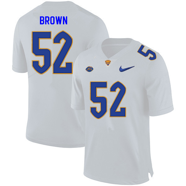 Men #52 Naquan Brown Pitt Panthers College Football Jerseys Sale-White